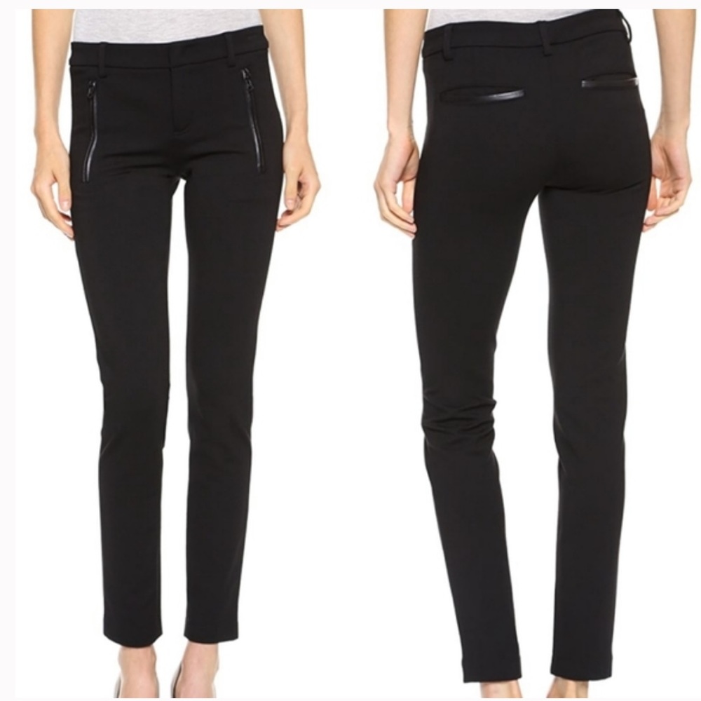 VINCE leather trim ponte pants